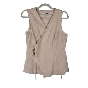 Old Navy Wrap-Front Linen-Blend Vest Size Medium Tan Women’s